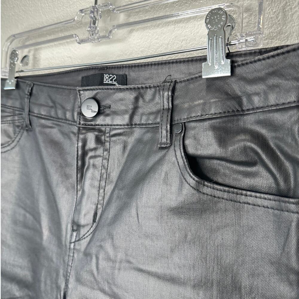 1822 Denim Black Shimmer Leatherette Skinny Pant 30 P / 10 P - Picture 6 of 16